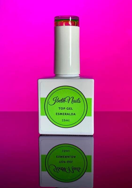 Top Gel Finalizador con Color Esmeralda 15ml Verde Neón TGCESME IbethNails